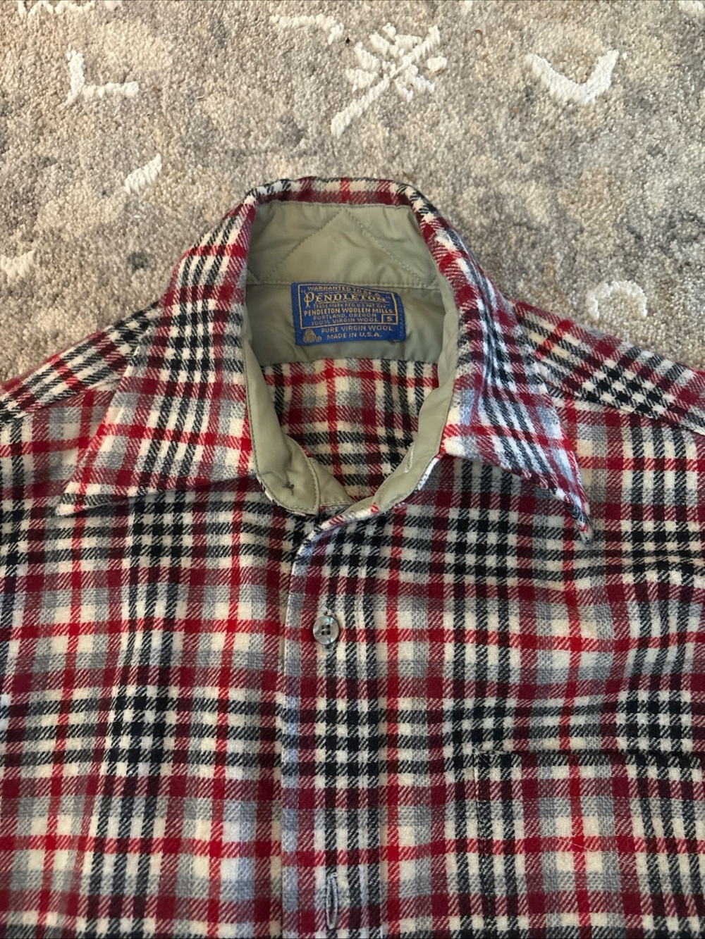 Pendleton Red Black White Plaid Wool Shirt Jacket